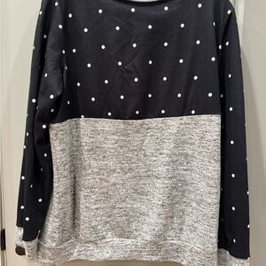 Polka Dot Banded Tee Navy/Gray/White. Size XL